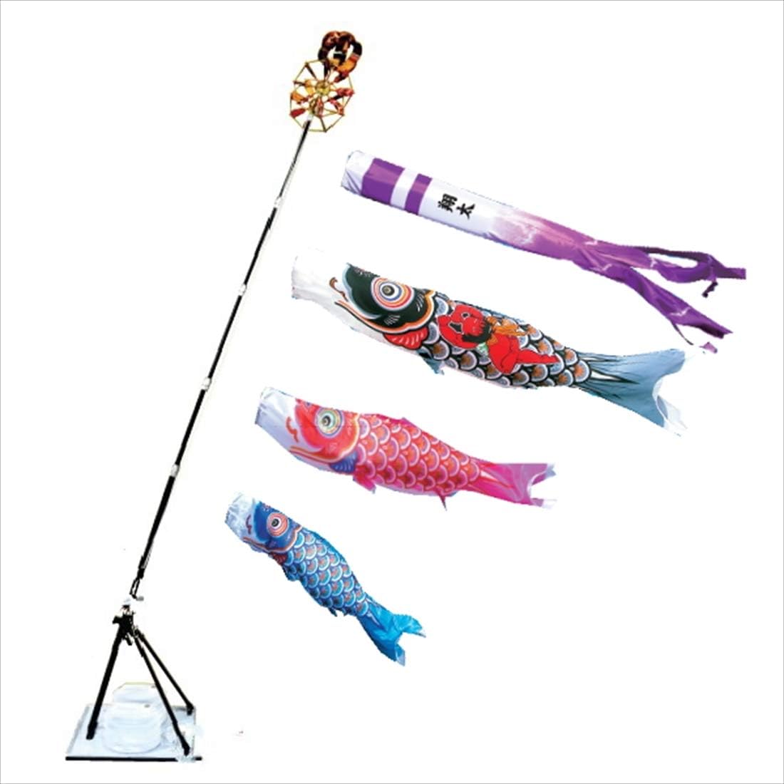 徳永 鯉のぼり 庭園用 ポール別売り 大型鯉 5m鯉4匹 ゴールド鯉 五色